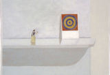 Thumb_miniature-person-looking-at-a-painting-of-hypnostising-swirl-thats-red-blue-and-yellow-on-shelf